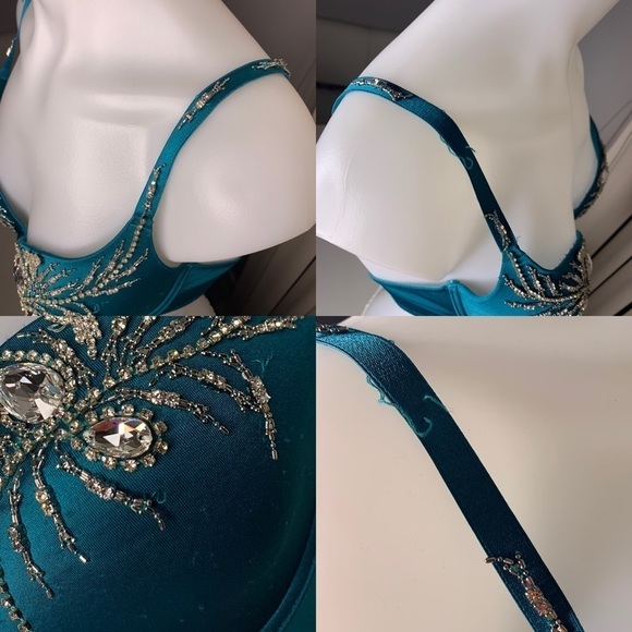 Marciano Crystal encrusted turquoise runway bra 32D glamour glitz show - Picture 6 of 8